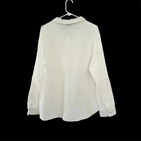 Social Standard Sanctuary Womens White Gauze Button Up Shirt Size XL Beach Boho - Picture 2 of 6
